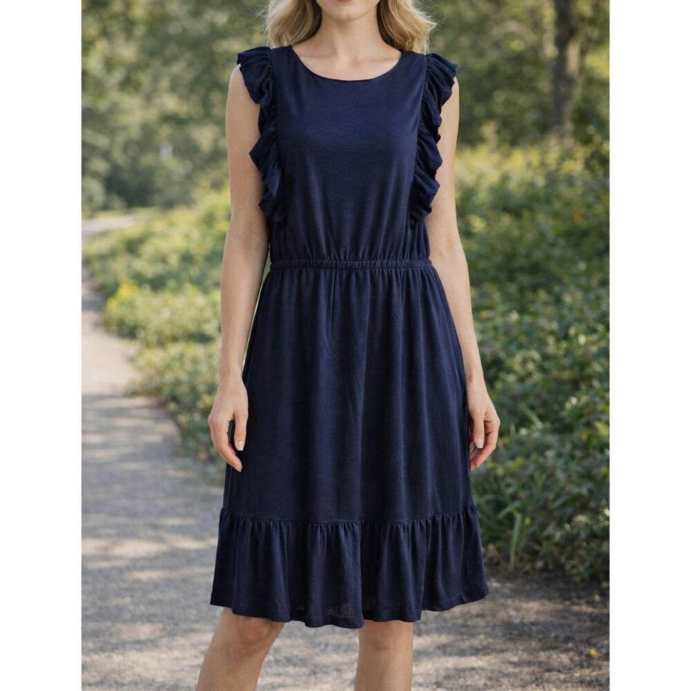 Charter Club Women's Size PXL Blue Ruffle Sleeveless Dress – New, MSRP $79